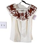 Nativa Fine Mexican Cream Off Shoulder Blouse Woman’s OSFM Brown Size M Photo 1