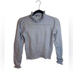 J.Crew Shale Blue Cashmere Pointelle Ruffle Mock Neck Sweater Photo 2