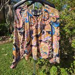 Sanctuary Multicolor Semi Sheer Paisley Sparkle Blouse Size X Small Puff Sleeves Photo 3