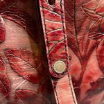 Brahmin Vintage  Red Floral Embossed Leather Shoulder Bag w/ Interior Storage Photo 5