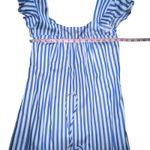 Draper James RSVP Blue White Striped Tiered Ruffle Sleeve Midi Dress Medium Photo 4