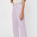 Nasty Gal NWT  Sz 10 High Waisted Tapered Check Pants In Lilac Photo 1