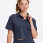Fabletics NWT Classic Navy Boxy Short Sleeve Polo Shirt Size Large Photo 0