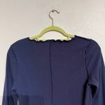 Aerie  Navy Ribbed Cropped Long Sleeve Top Sz M Photo 6