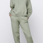 ZARA green knit high rise jogger pants Photo 1