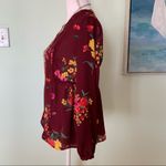 Old Navy  Floral Maroon Burgundy Semi Sheer Blouse Small S Photo 3