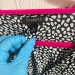 Talbots Women's XL Faux Leopard Print Wrap Blouse Black White Holiday Party Top Photo 6