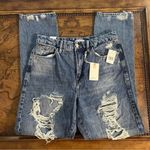 Good American NWT  Good Boy Distressed Straight Leg Rigid Jeans sz 10 Light Wash Photo 4