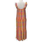 Time and Tru Women's Flutter Sleeve Tiered Plaid Midi Dress Pink Yellow‎ Size L Size L Photo 5
