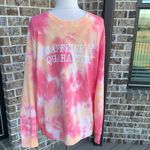 Sweatshirt Womens Large Tie Dye Caffeine Modern Canvas Pink Peach Pullover Photo 3