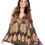 Show Me Your Mumu  Boho Cold Shoulder Bell Sleeve Top Blouse Size Medium Photo 0