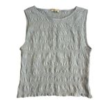 Madewell  Women's Smocked Boatneck Cotton Linen Blend Tank Top L Large Blue New Photo 1