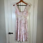 Sundance Pink Silk Floral Midi Dress Size 6 Lace Empire Waist Romantic Party Photo 1