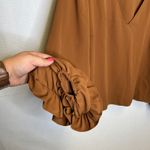 Amanda Uprichard  Hazelnut Wheatley New York Women's Brown Ruffle Blouse Size XL Photo 2