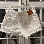 Levi's White Distressed Jean Shorts Photo 1