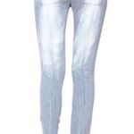 Free People  Pinstripe Moto Skinny Jean Distressed Light Wash 25 Photo 2