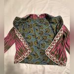 Sundance  Open front cardigan jacket Pink/Olive print. embroidered edging Size XS Photo 7