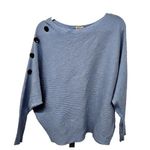 Greige Ribbed Dolman Sweater Womens Size L Side Buttons Long Sleeves Light Blue Size L Photo 0