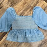 American Eagle Smocked Square Neck Babydoll Top Blue Size S Photo 2