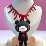 Black and Red Bear Pendant Necklace Photo 0