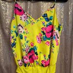 EXPRESS  Bright Yellow Hot Pink Floral Summer Tank Top Bodysuit Small Photo 2