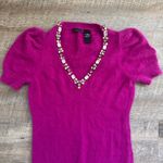 Moda International Sweater Dress Puffy Sleeves Embellished Pink Size Large Photo 8