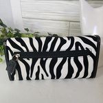 Zebra Faux Leather Wallet with Fleur Photo 2