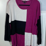 Lafayette 148 New York Sweater Plus Size 2XL Colorblock Pink & Black & White Photo 0