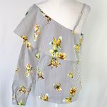 Lumière New  Floral Striped One Shoulder Long Sleeve Shirt Grey Multi Photo 7