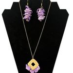 Lavender Purple Chunky Faux Shell 3 pc. Necklace & Earrings Costume Jewelry Set Photo 0