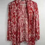Chico's Chico’s Size 0 S Cardigan Ikat Flare Linen Scarlet Flame Open Front Boho Elegant Photo 2