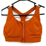 Athleta  Size Small Front Zip‎ Closure Sports Bra Orange Racer Back with Keyhole Photo 0