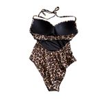 Victoria's Secret  Swimsuit One Piece‎ Leopard Print Gold Hardware XS S Petite Photo 6