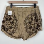 Free People  Westover Embroidered Shorts Womens Size Large Cotton Linen New Brown Photo 8