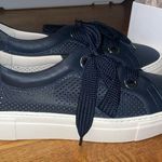 NEW NWB AGL Women’s Navy Leather Perforated Platform Sneakers 41.5 🥰 Blue Size 10.5 Photo 2