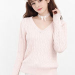 Eddie Bauer womens cable knit Sweater fisherman Pink M Preppy  soft Girl Coquette Photo 0