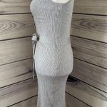 Pink Rose Light Heather Grey Button Down Ribbed Knit Sweater Tank Dress Photo 7
