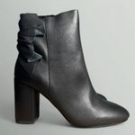 Avec Les Filles  Remi Bow Accent Heeled Leather Ankle Booties in Black Lamba Photo 4