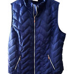 Chico's  Quilted Full Zip Vest Blue Stand Collar Zip Front Pockets Medium Photo 0