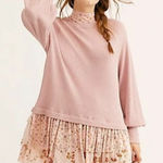 Free People Opposites Attract Floral Oversize Thermal Mesh Mini Dress Size M Photo 0