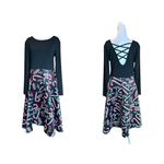 Christmas Candy Cane Midi Dress Fit and Flare across Cross Back Womens XL Black Photo 1