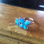 Natural Sleeping Beauty Turquoise Pink Sapphire Sterling Silver Ring Size 10 Blue Photo 2