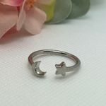 Moon and Star Open Ring | Size 8 Silver Photo 6