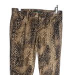 Lauren Ralph Lauren Pants Womens 4P Brown Snake Print Cotton Petite Zipper Hem Photo 1