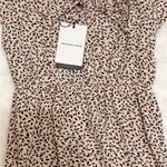 Who What Wear NWT Pink/Black Mini Leaves Puff Sleeve Smocked Dress Photo 4