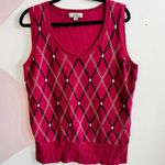 Merona Red Argyle Sweater Vest Women’s Y2K‎ Preppy Retro 2000s XL Photo 0