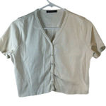 Brandy Melville White Button Down S/S Top Size Med GUC #7712 Photo 0