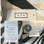 AYR  Pool Boy Shirt Black Cream Palapa Print Silk Blend Short Sleeve Button Down Photo 8