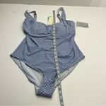 Sea Level Swim Blue White Striped One Piece Swimsuit Womens US 12 NEW *FLAW Photo 8