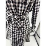 French Connection  Gingham Print Trench Coat Size Small Women’s Black White Check Photo 12